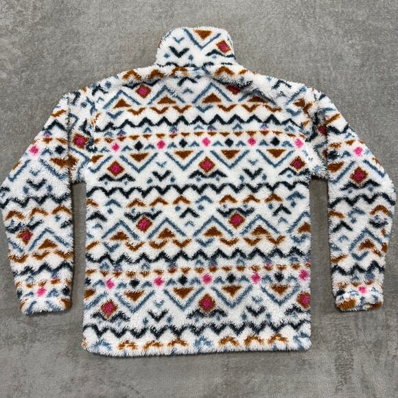 Eddie Bauer Womens Quest Quarter-Zip Fleece Jacket Medium Aztec Multicolor Plush - Picture 2 of 8